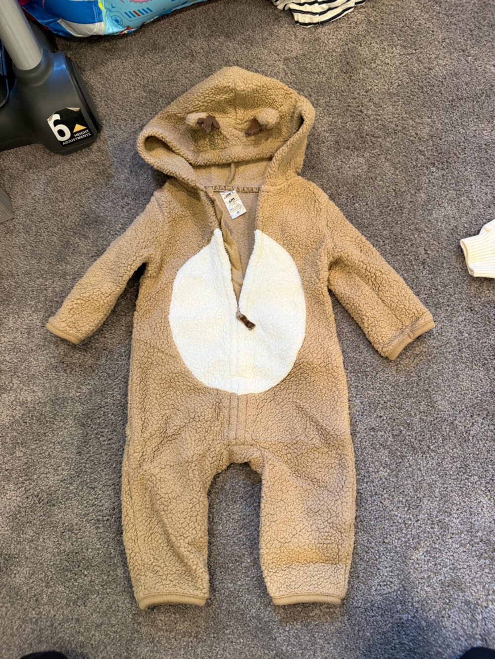 Carter's Sherpa Bear Hooded One-Piece in Tan & White